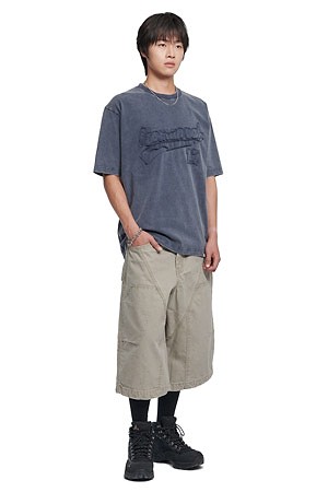 [노매뉴얼] APPLIQUE T-SHIRT 아플리케 반팔 티셔츠 - WASHED NAVY