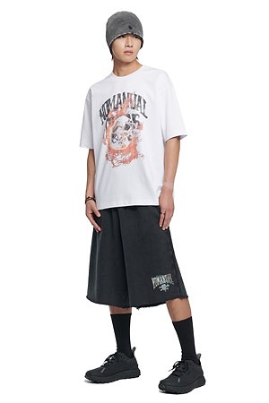 [노매뉴얼] BLAZING SKULL T-SHIRT 블레이징 스컬 반팔 티셔츠 - WHITE