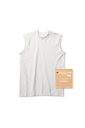 [HANES] HANES 헤인즈 시로 슬리브리스 티셔츠  - WHITE