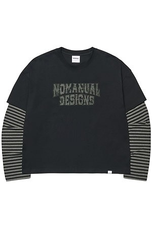 [노매뉴얼] STRIPE LAYERED LONG SLEEVE TEE 스트라이프 레이어드 롱슬리브 티 - BLACK