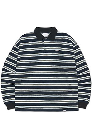 [노매뉴얼] STRIPE POLO LONG SLEEVE TEE 스트라이프 폴로 롱슬리브 티 - DARK NAVY