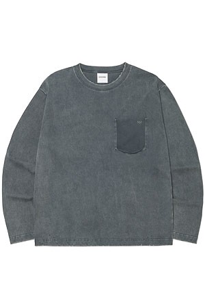 [노매뉴얼] DETACHED POCKET LONG SLEEVE TEE 디태치드 포켓 롱슬리브 티 - WASHED CHARCOAL