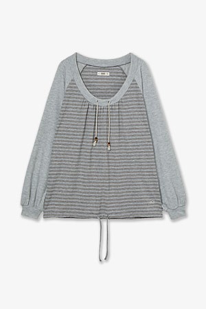 [AEAE] STRIPE DRAWSTRING TOP 스트라이프 드로우스트링 탑 - GREY