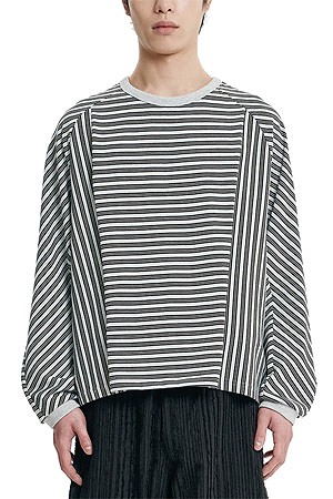 [아조바이아조] Sculpted Raglan Stripe Long Sleeve 스컬프티드 라글란 스트라이프 롱슬리브 - LIGHT GRAY