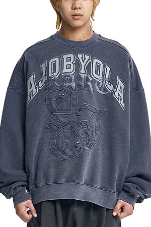 [아조바이아조] Rare University Washed Sweatshirt 레어 유니버시티 워시드 스웨트셔츠 - BLUE