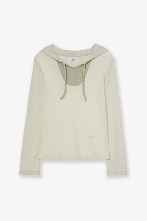 [AEAE] FLOWER BLOCK HOODIE 플라워 블록 후디 - IVORY
