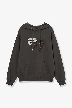 [AEAE] APPLIQUE FLOWER LOGO HOODIE 아플리케 플라워 로고 후디 - DARK BROWN