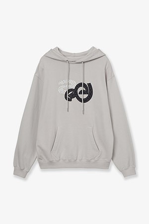 [AEAE] APPLIQUE FLOWER LOGO HOODIE 아플리케 플라워 로고 후디 - ASH