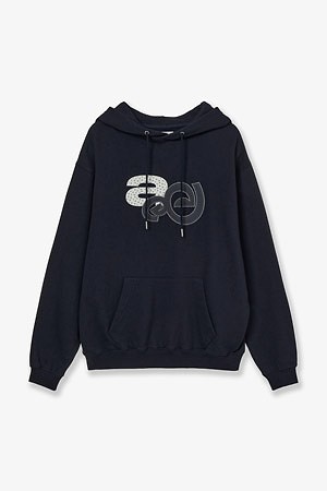 [AEAE] APPLIQUE FLOWER LOGO HOODIE 아플리케 플라워 로고 후디 - NAVY