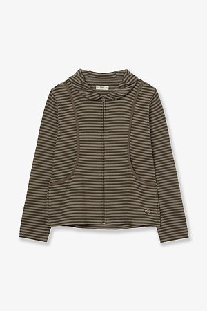 [AEAE] SHAWL COLLAR STRIPE ZIP UP 쇼올 칼라 스트라이프 집업 - KHAKI
