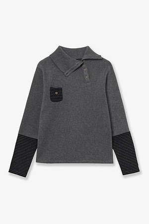 [AEAE] SLEEVE BLOCK HIGH NECK TEE 슬리브 블록 하이넥 티 - CHARCOAL