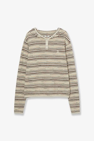 [AEAE] STRIPE KNIT HOODIE 스트라이프 니트 후디 - IVORY