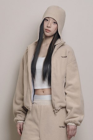 [OURRSHAPE] OVER SHAPE FLEECE ZIP UP 오버 쉐입 플리스 집업 - IVORY