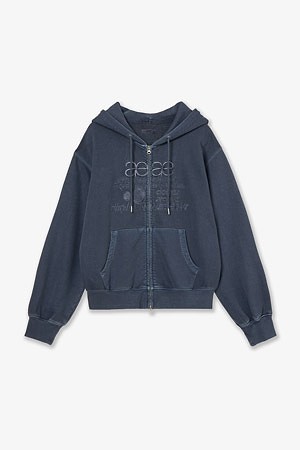 [AEAE] WEB LOGO WASHED HOOD ZIP UP 웹 로고 워시드 후드 집업 - NAVY