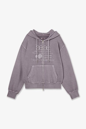 [AEAE] WEB LOGO WASHED HOOD ZIP UP 웹 로고 워시드 후드 집업 - PURPLE GREY