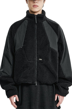 [아조바이아조] Raglan Fleece Nylon Panel Jacket 라글란 플리스 나일론 패널 재킷 - BLACK
