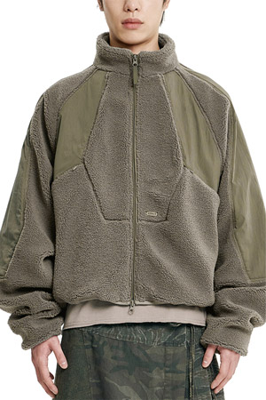 [아조바이아조] Raglan Fleece Nylon Panel Jacket 라글란 플리스 나일론 패널 재킷 - MOCHA