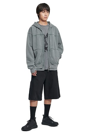 [노매뉴얼] R.P LAYER HOODED ZIP-UP 알피 레이어 후디드 집업 - WASHED GRAY