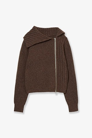 [AEAE] HIGH NECK KNIT ZIP UP 하이넥 니트 집업 - BROWN