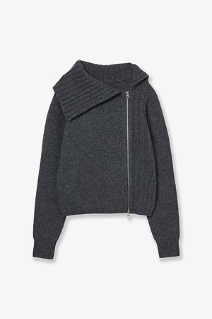 [AEAE] HIGH NECK KNIT ZIP UP 하이넥 니트 집업 - CHARCOAL