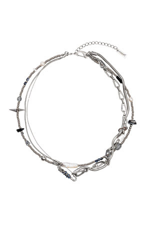 [아조바이아조] Snake Chain Layered Necklace 스네이크 체인 레이어드 네클리스 - Silver