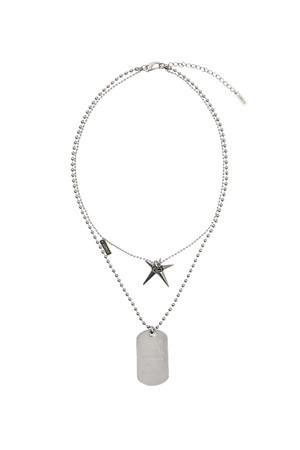 [아조바이아조] Dog Tag Layered Necklace 독 태그 레이어드 네클리스 - Silver