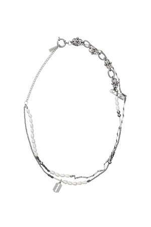 [아조바이아조] White Pearl Necklace 화이트 펄 네클리스 - Silver