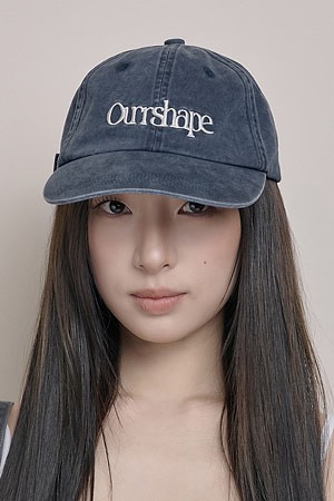 [OURRSHAPE] OURRSHAPE LOGO WASHED BALLCAP 아워쉐입 로고 워시드 볼캡 - DARK NAVY