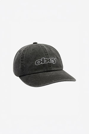 [오베이] PIGMENT OBEY SLANTED 6 PANEL STRAPBACK 피그먼트 오베이 슬랜티드 6 패널 스트랩백 - PIGMENT BLACK