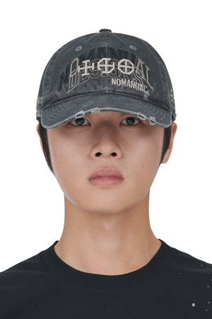 [노매뉴얼] LAYERED GRAPHIC BALL CAP 레이어드 그래픽 볼 캡 - WASHED CHARCOAL