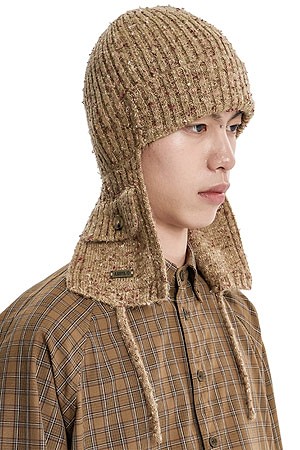[아조바이아조] Speckled Knit Trooper Hat 스펙클드 니트 트루퍼 햇 - BEIGE