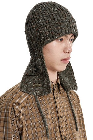 [아조바이아조] Speckled Knit Trooper Hat 스펙클드 니트 트루퍼 햇 - CHARCOAL