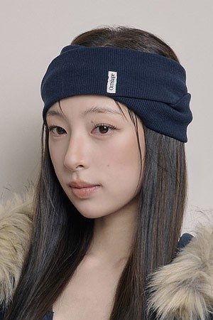 [OURRSHAPE] CROSS RIBBED HEADBAND 크로스 리브드 헤드밴드 - DARK NAVY