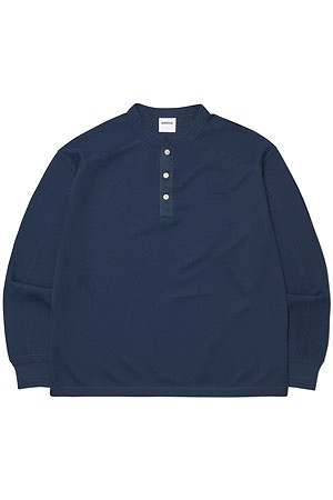 [노매뉴얼] NM HENLEY NECK WAFFLE LONG SLEEVE TEE NM 헨리넥 와플 롱슬리브 티 - DARK NAVY