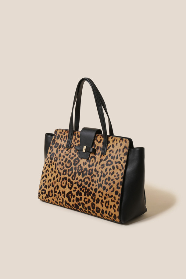 COURONNE - 토트백 - Ines Tote 42 Leopard (Black&Dark Brown)