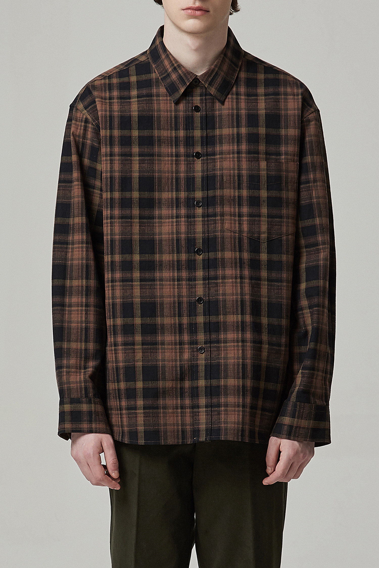 somelos multi check loose fit shirt_CUSTOMELLOW