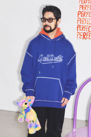 sadsmile contrast stitch logo hoody