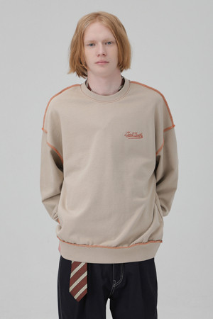 sadsmile contrast stitch sweat shirt