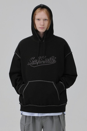 sadsmile contrast stitch logo hoody