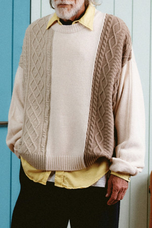 sadsmile combination knit sweater