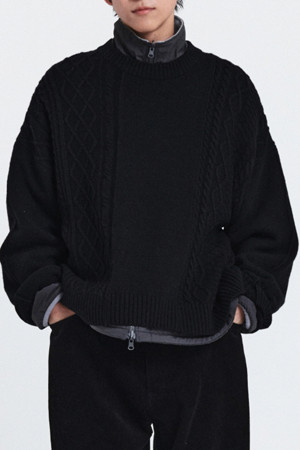 sadsmile combination knit sweater