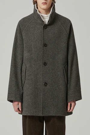 band collar single short coat