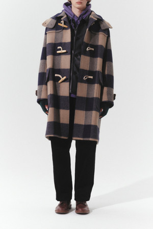 big check duffle coat