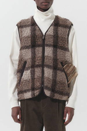 boucle wool patterned vest