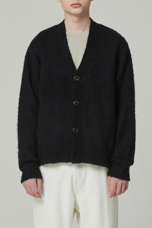 hairy solid v-neck cardigan