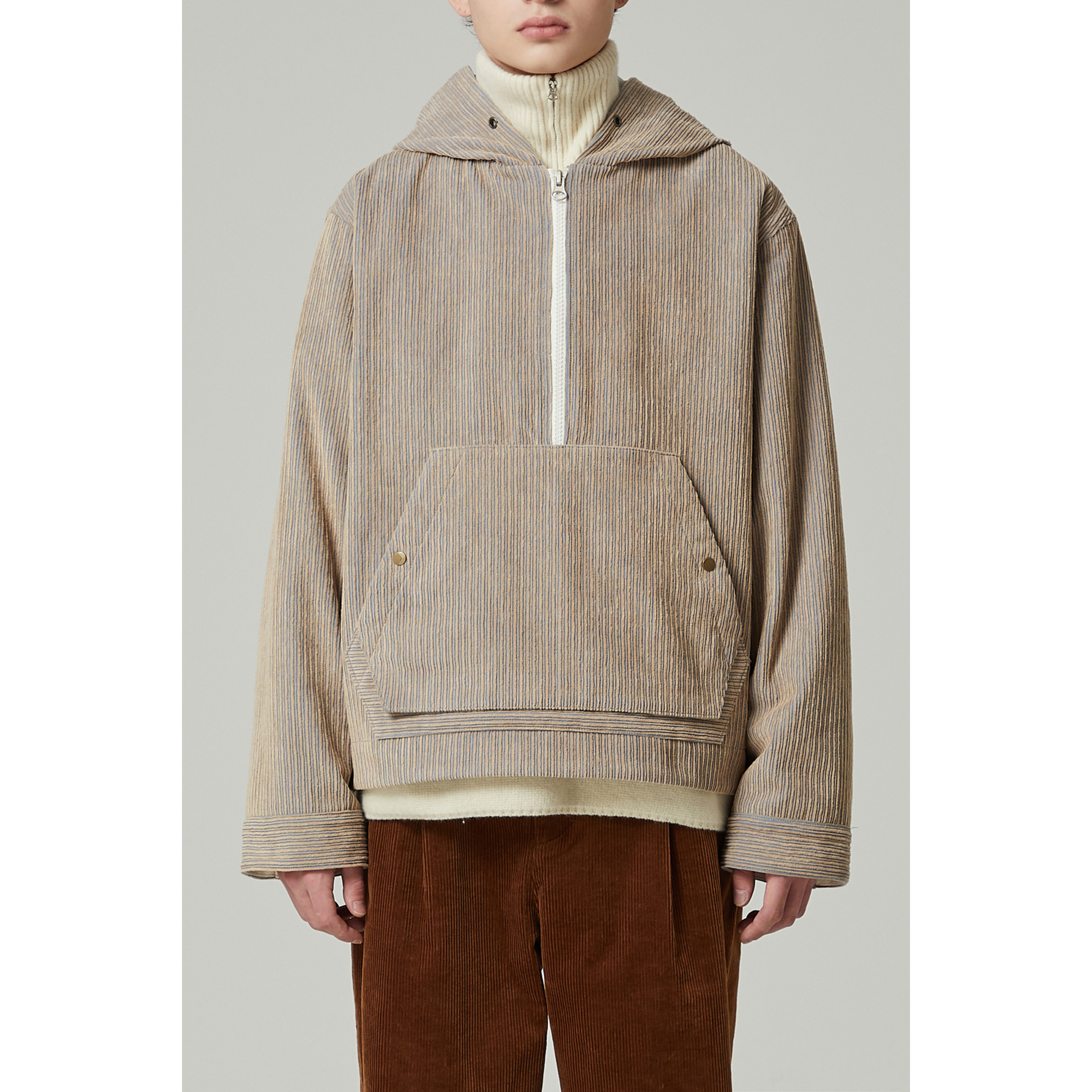 [커스텀멜로우][black label] stripes hood anorak shirt (set-up)_CLSAW23712BEX [W CONCEPT]
