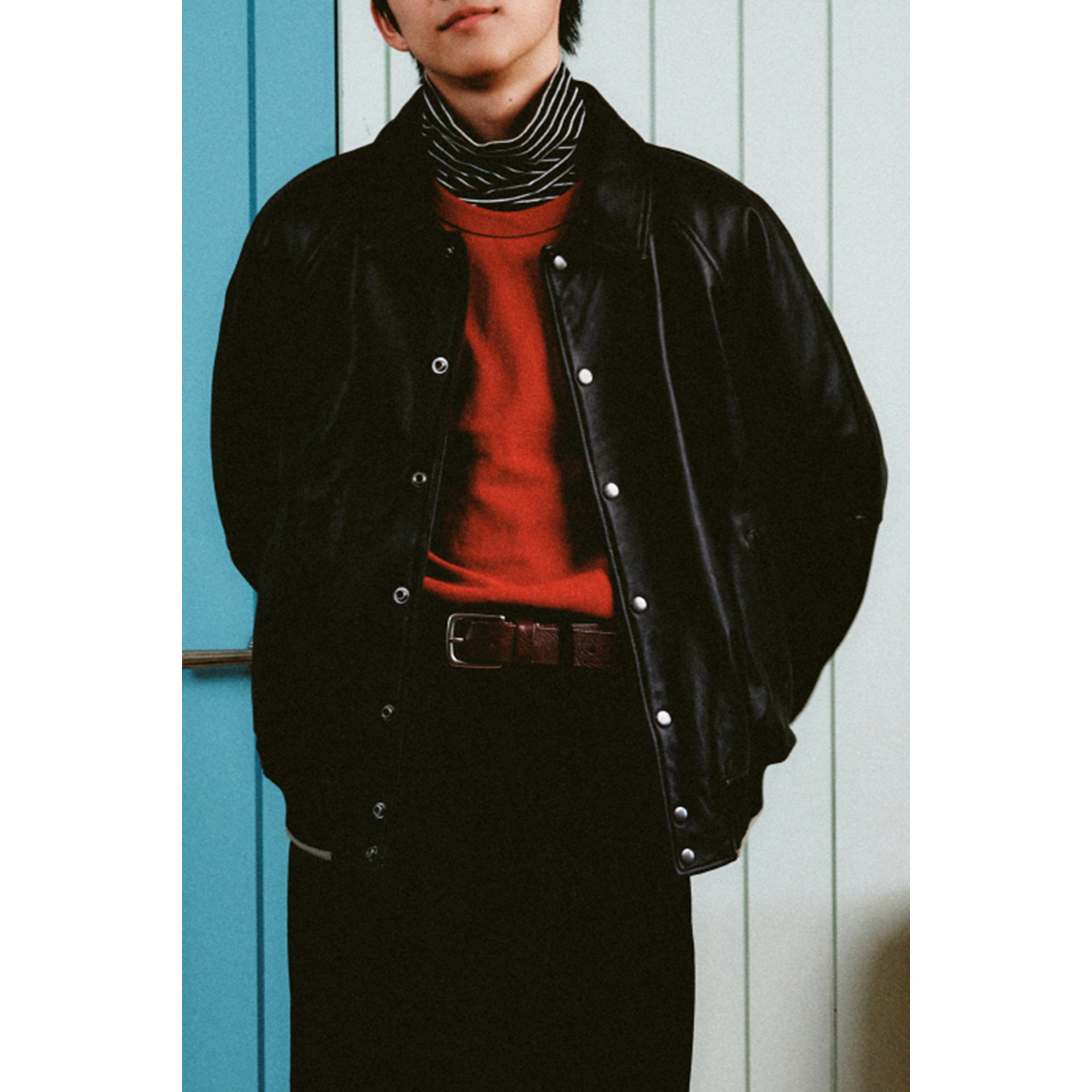 [커스텀멜로우]sadsmile varsity leather jumper_CQUAW23642BKX [W CONCEPT]