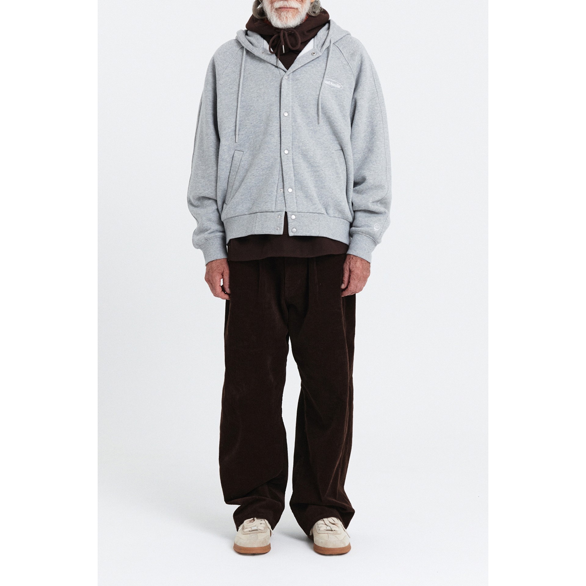 커스텀멜로우(CUSTOMELLOW) sadsmile fluff button hoodie CQTAW23521GYX - 사이즈 ...
