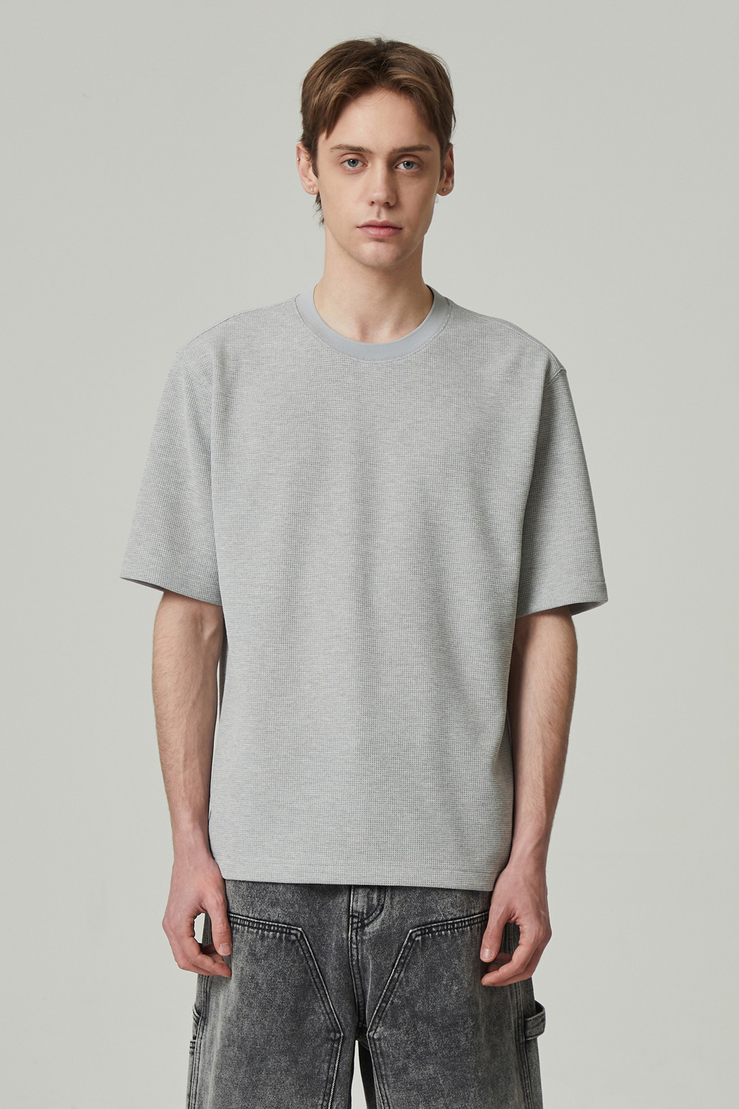 CUSTOMELLOW - 티셔츠 - waffle texture half sleeve tee