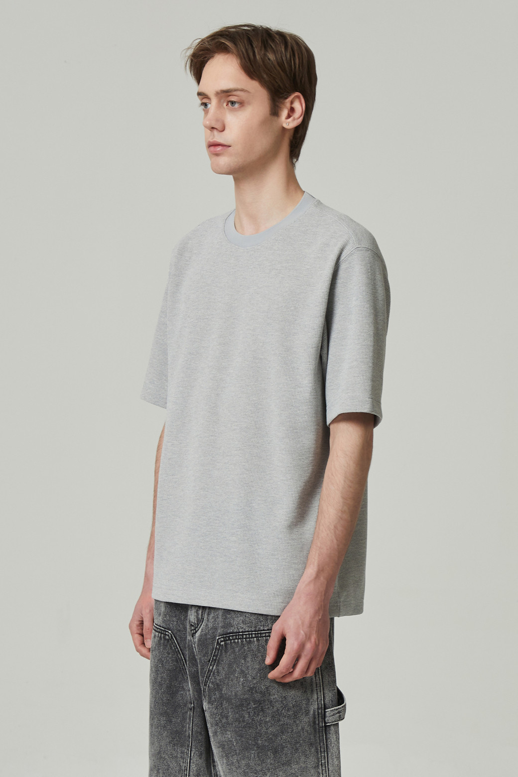 CUSTOMELLOW - 티셔츠 - waffle texture half sleeve tee